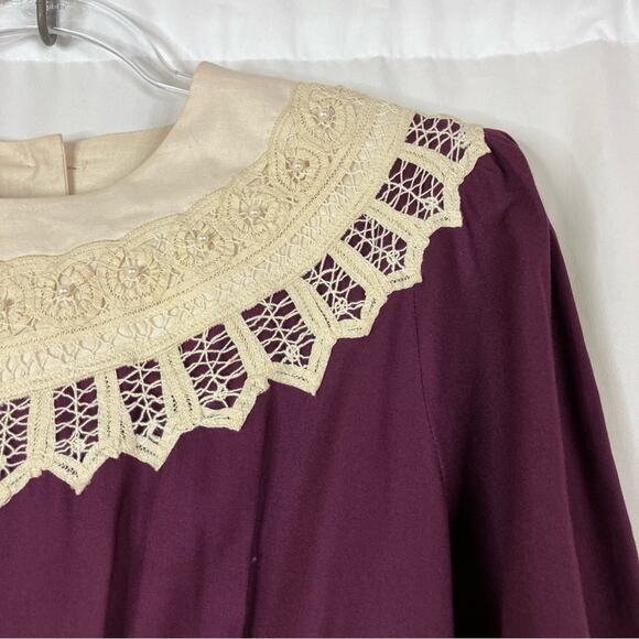 Kathie Lee Vintage Plum Samantha Lace Button Rayon Dress Womens 6 - Picture 6 of 7